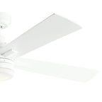 KICHLER 330140WH Lija 52 Inch Led Ceiling Fan In White With Etched Cased Opal Glass