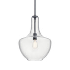 KICHLER 42046BK Everly 19.75" 1 Light Bell Pendant Clear Glass Black