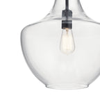 KICHLER 42046BK Everly 19.75" 1 Light Bell Pendant Clear Glass Black