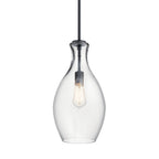 KICHLER 42047BK Everly 17.75" 1 Light Hour Glass Pendant Clear Glass Black