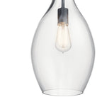 KICHLER 42047BK Everly 17.75" 1 Light Hour Glass Pendant Clear Glass Black