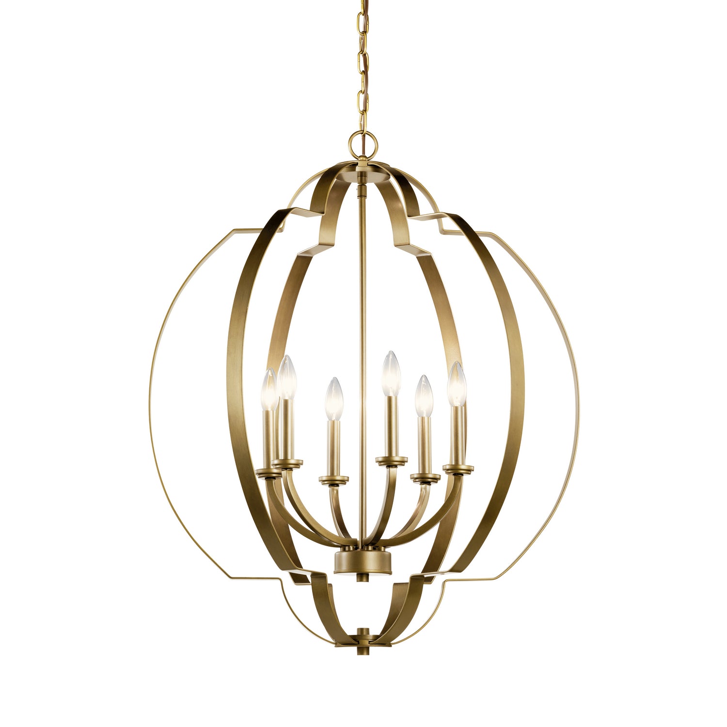 KICHLER 42139NBR Voleta 27.75" 6 Light Foyer Chandelier Natural Brass