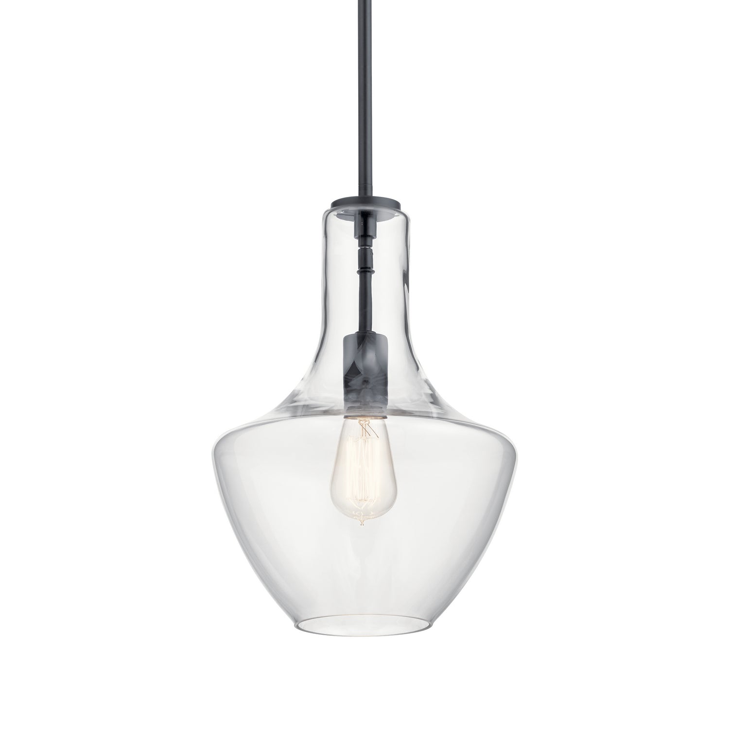 KICHLER 42141BK Everly 15.25" 1 Light Bell Pendant Clear Glass Black