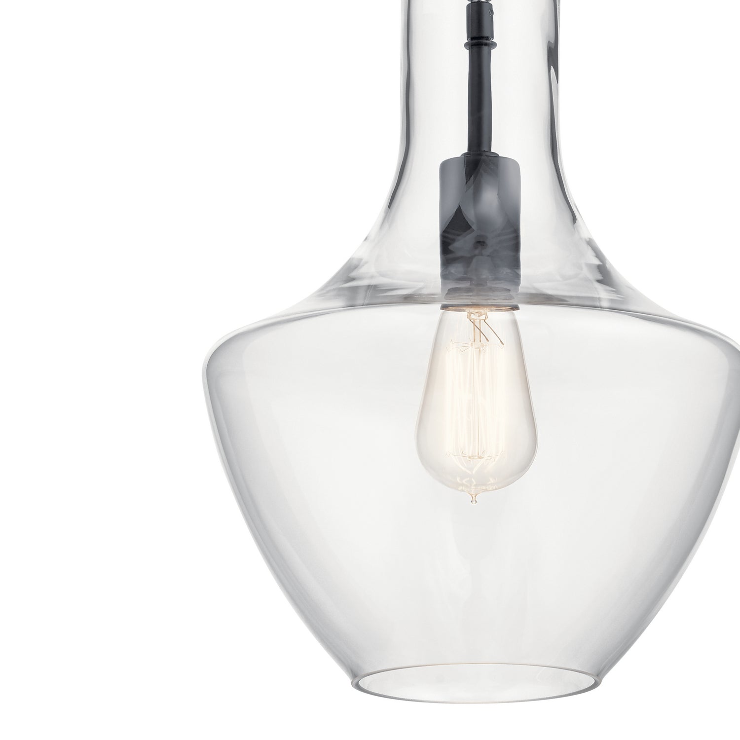 KICHLER 42141BK Everly 15.25" 1 Light Bell Pendant Clear Glass Black