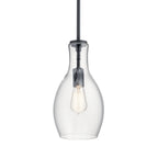 KICHLER 42456BK Everly 13.75" 1 Light Hour Glass Pendant Clear Black