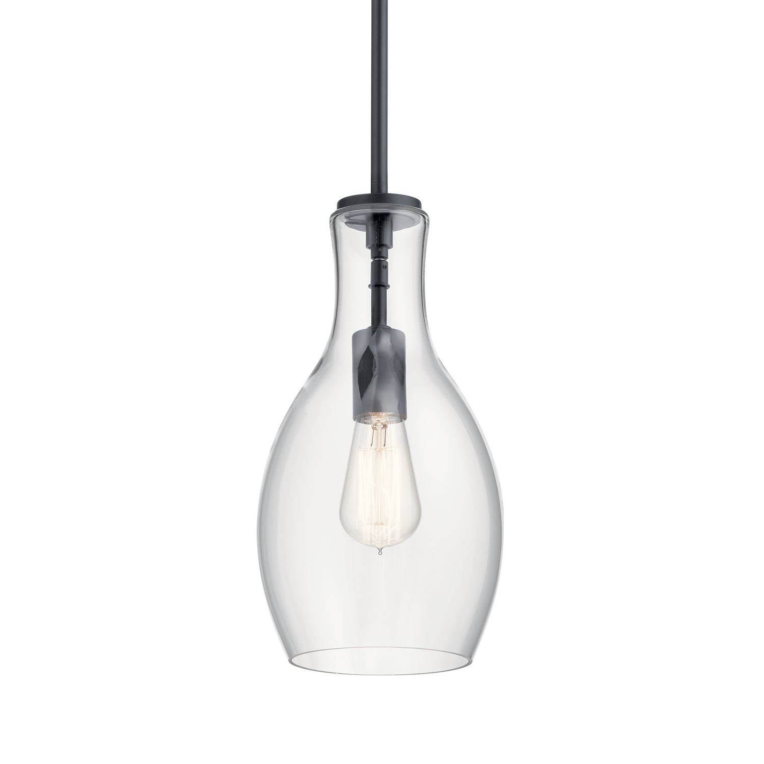 KICHLER 42456BK Everly 13.75" 1 Light Hour Glass Pendant Clear Black