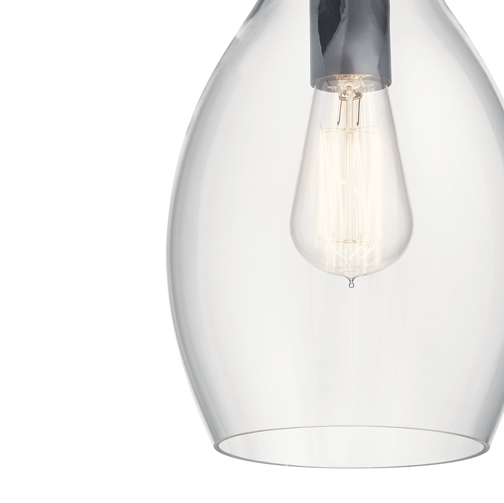 KICHLER 42456BK Everly 13.75" 1 Light Hour Glass Pendant Clear Black