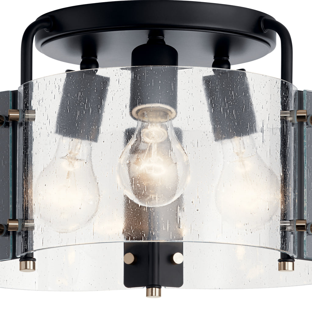 KICHLER 42954BK Thoreau 14" 3 Light Semi Flush Black
