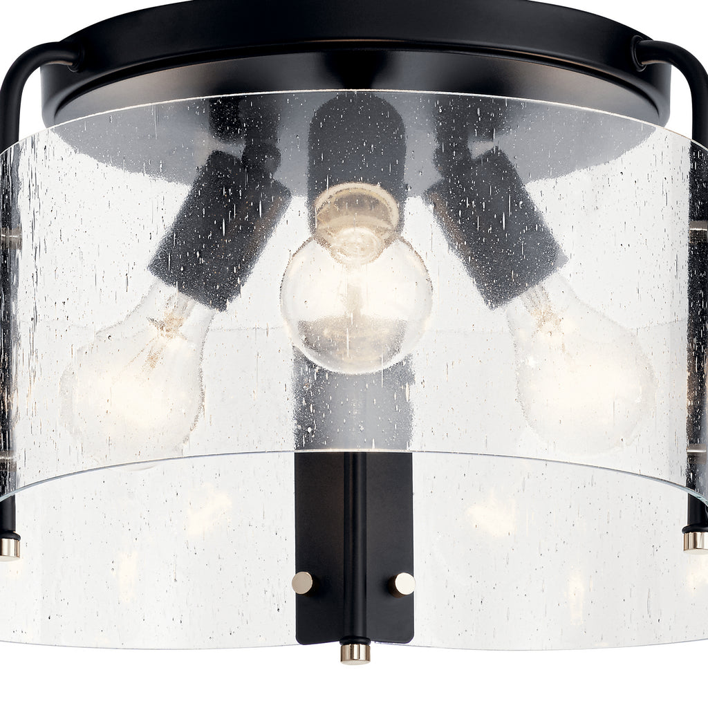 KICHLER 42955BK Thoreau 18" 3 Light Semi Flush Black