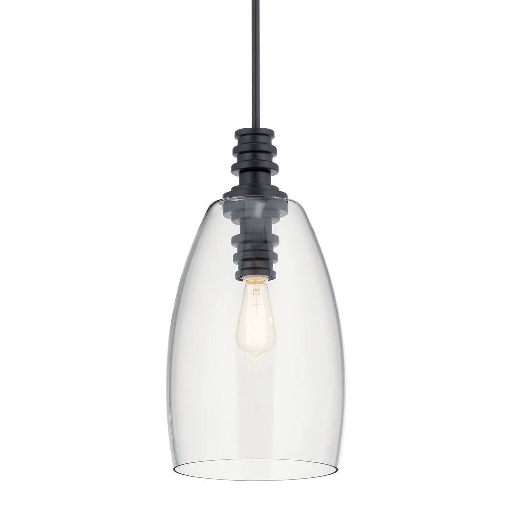 KICHLER 43090BK Lakum 1 Light Pendant Classic Black