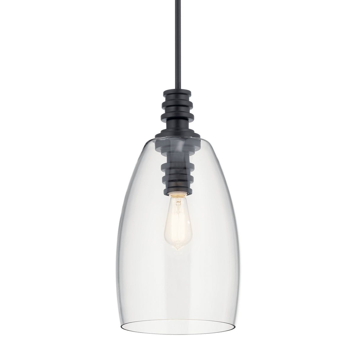 KICHLER 43090BK Lakum 1 Light Pendant Classic Black