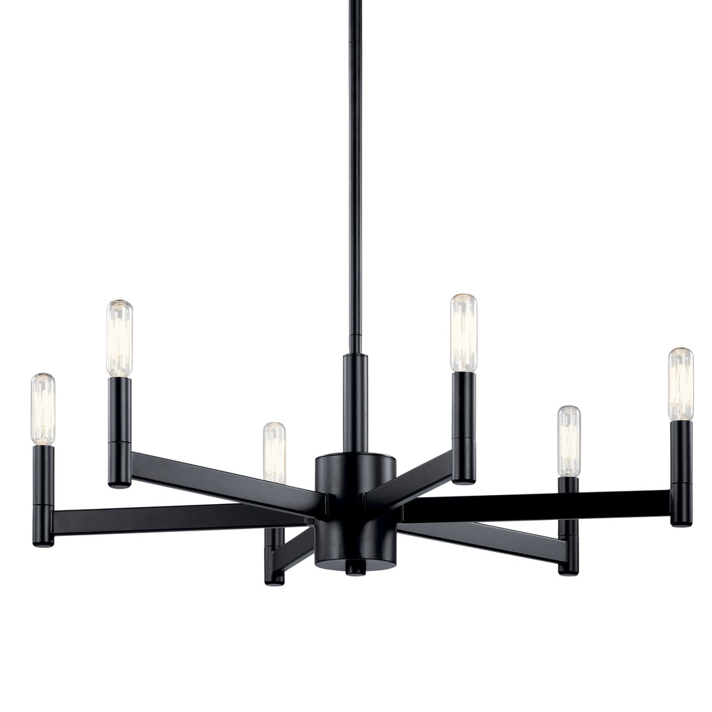 KICHLER 43859BK Erzo 6 Light Chandelier Black