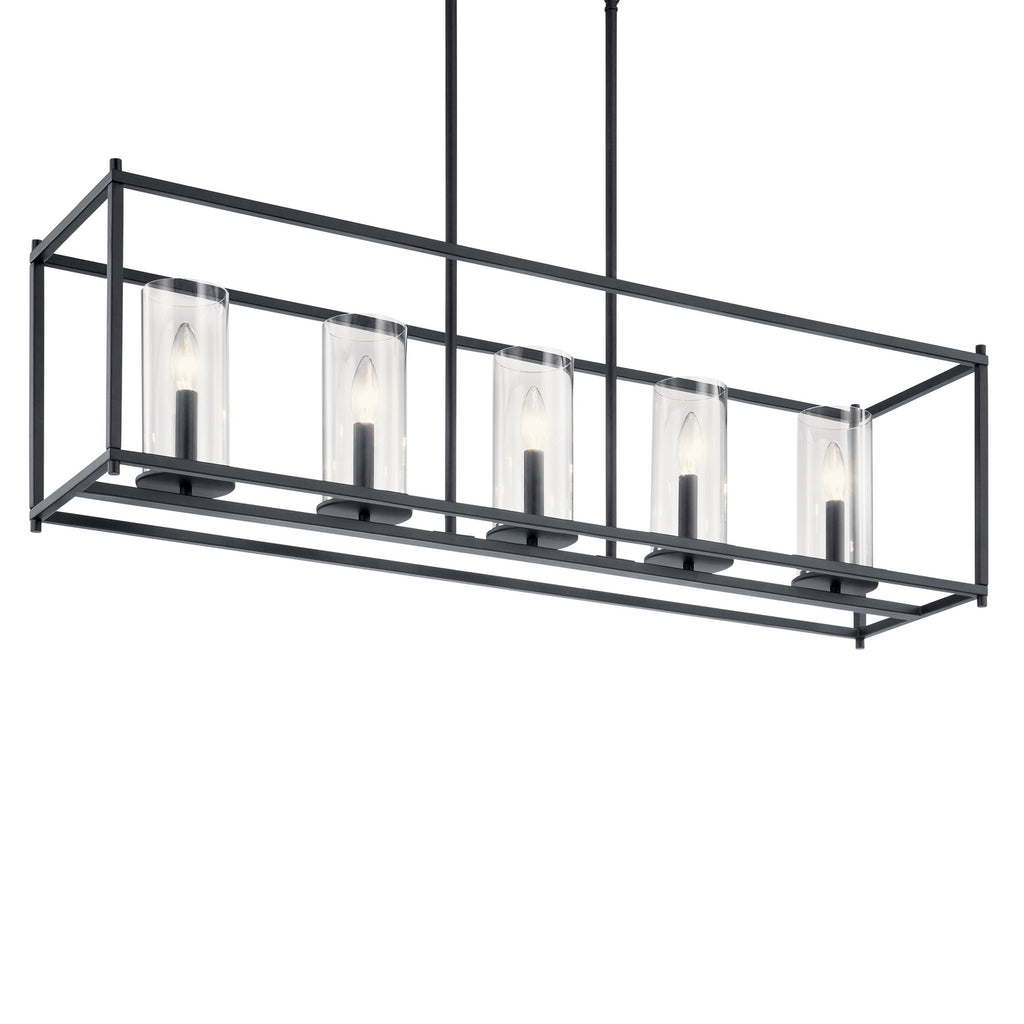 KICHLER 43995BK Crosby 5 Light Linear Chandelier Black