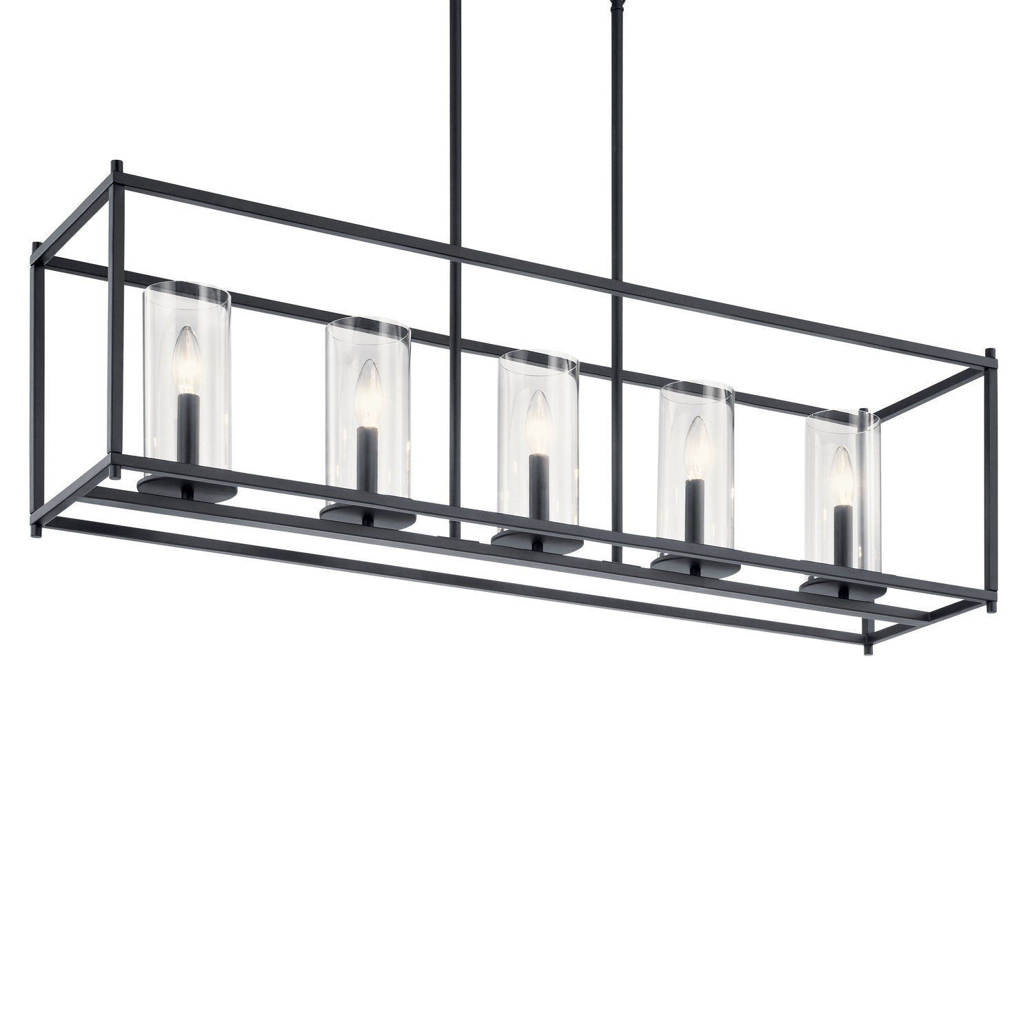 KICHLER 43995BK Crosby 5 Light Linear Chandelier Black