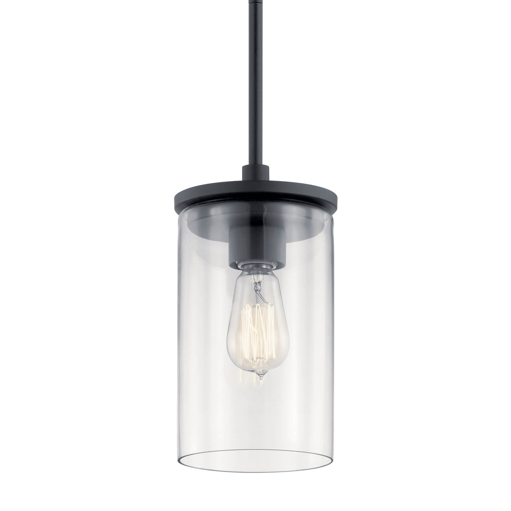 KICHLER 43996BK Crosby 1 Light Mini Pendant Black