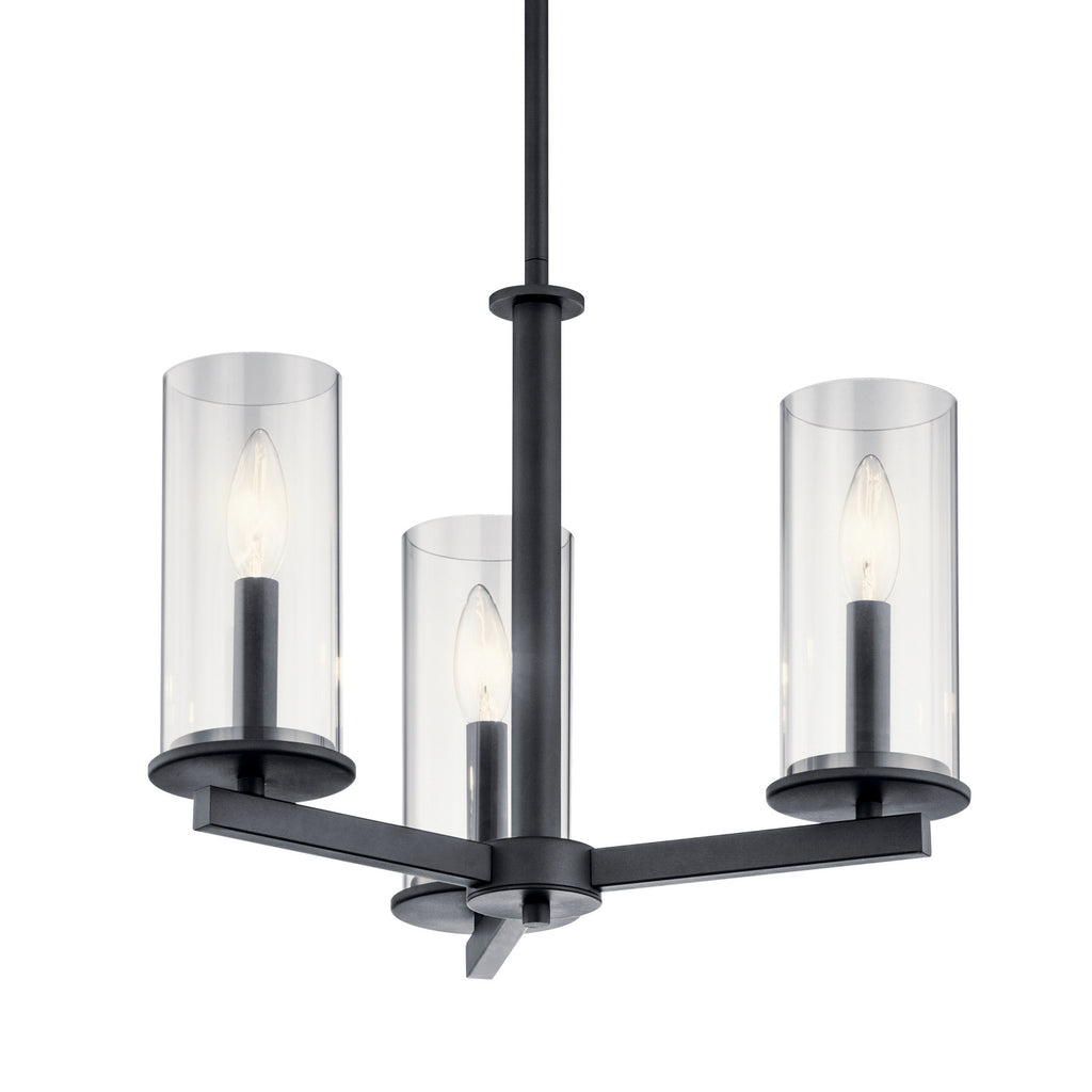 KICHLER 43997BK Crosby 3 Light Convertible Chandelier Black