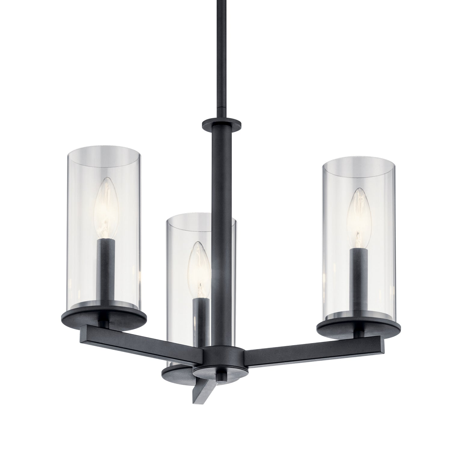 KICHLER 43997BK Crosby 3 Light Convertible Chandelier Black