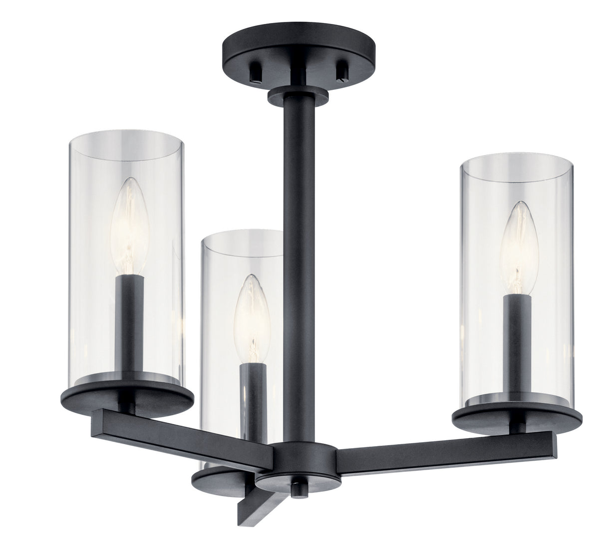 KICHLER 43997BK Crosby 3 Light Convertible Chandelier Black