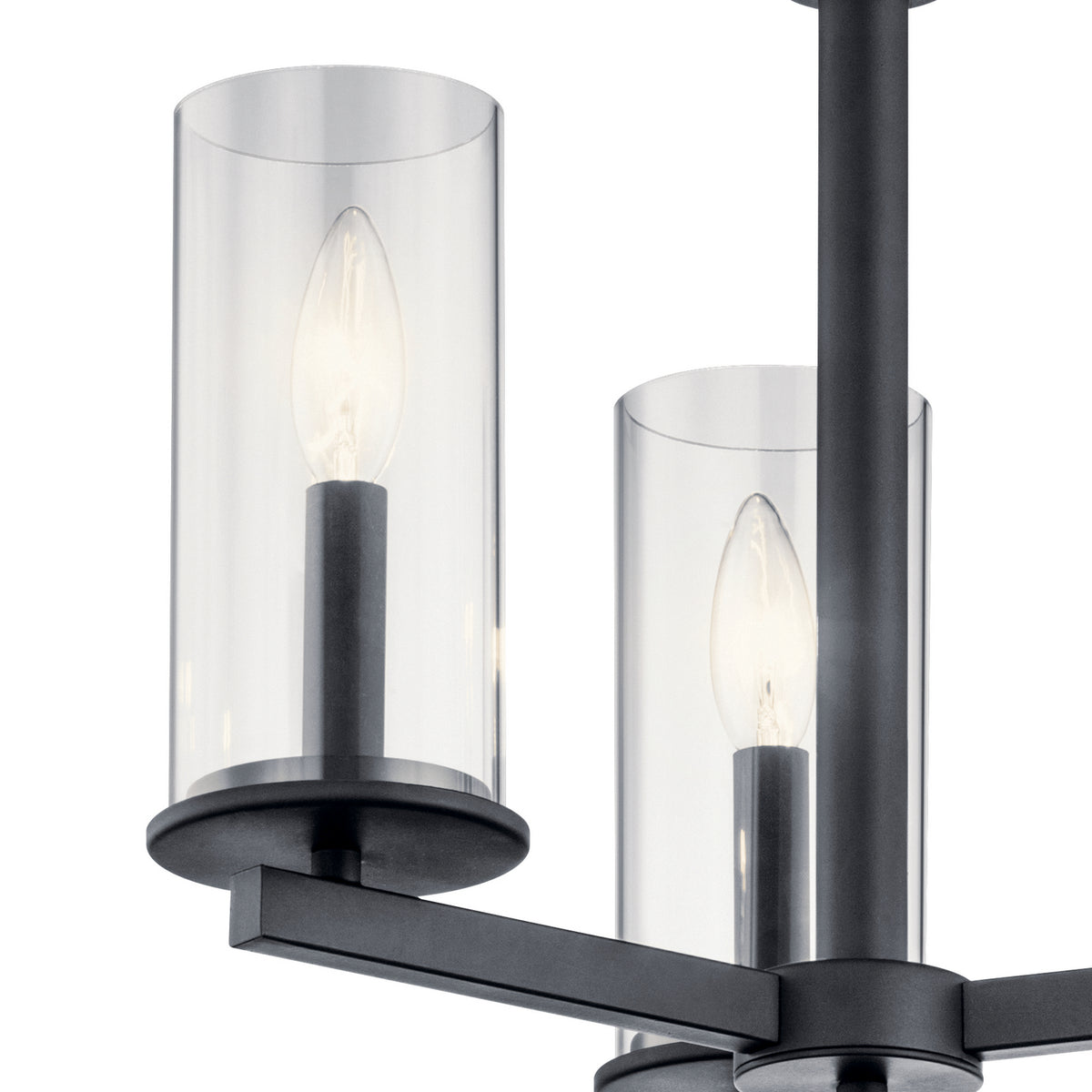 KICHLER 43997BK Crosby 3 Light Convertible Chandelier Black