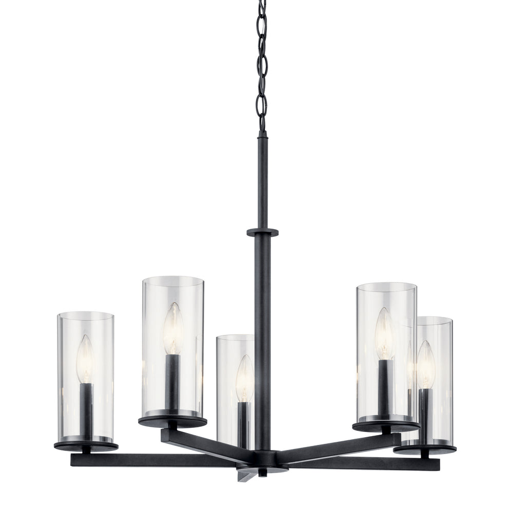 KICHLER 43999BK Crosby 5 Light Chandelier Black