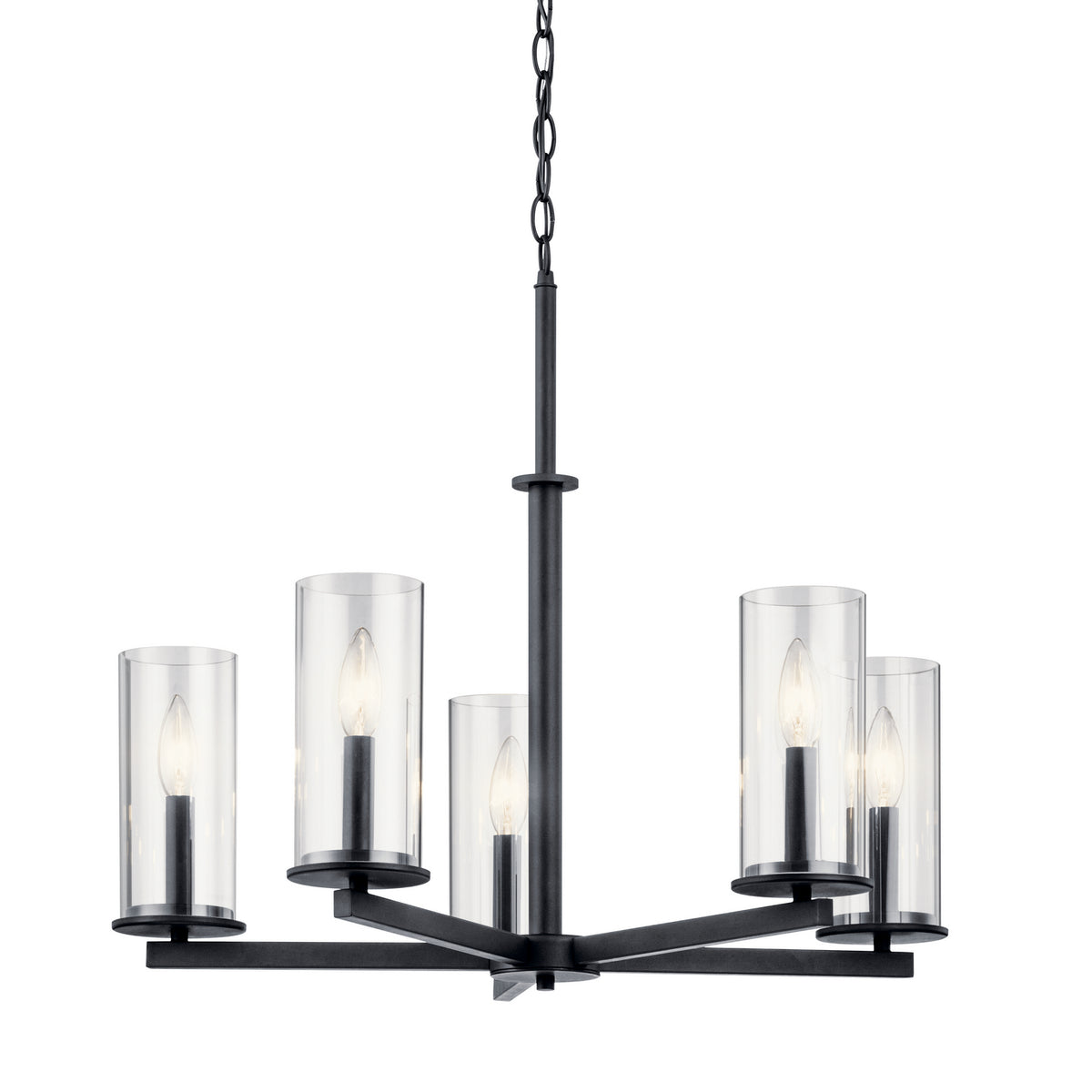 KICHLER 43999BK Crosby 5 Light Chandelier Black