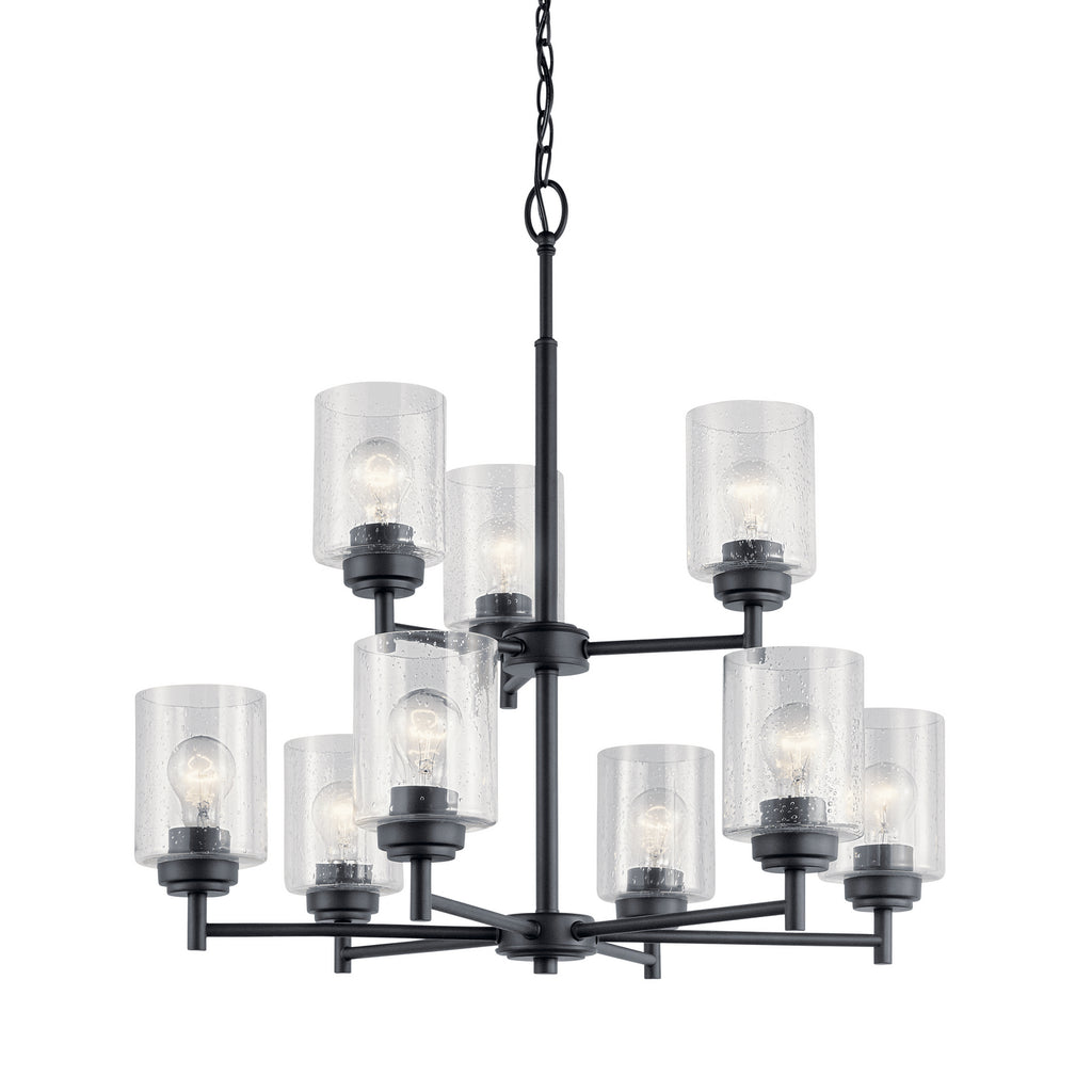 KICHLER 44031BK Winslow 9 Light Chandelier Black
