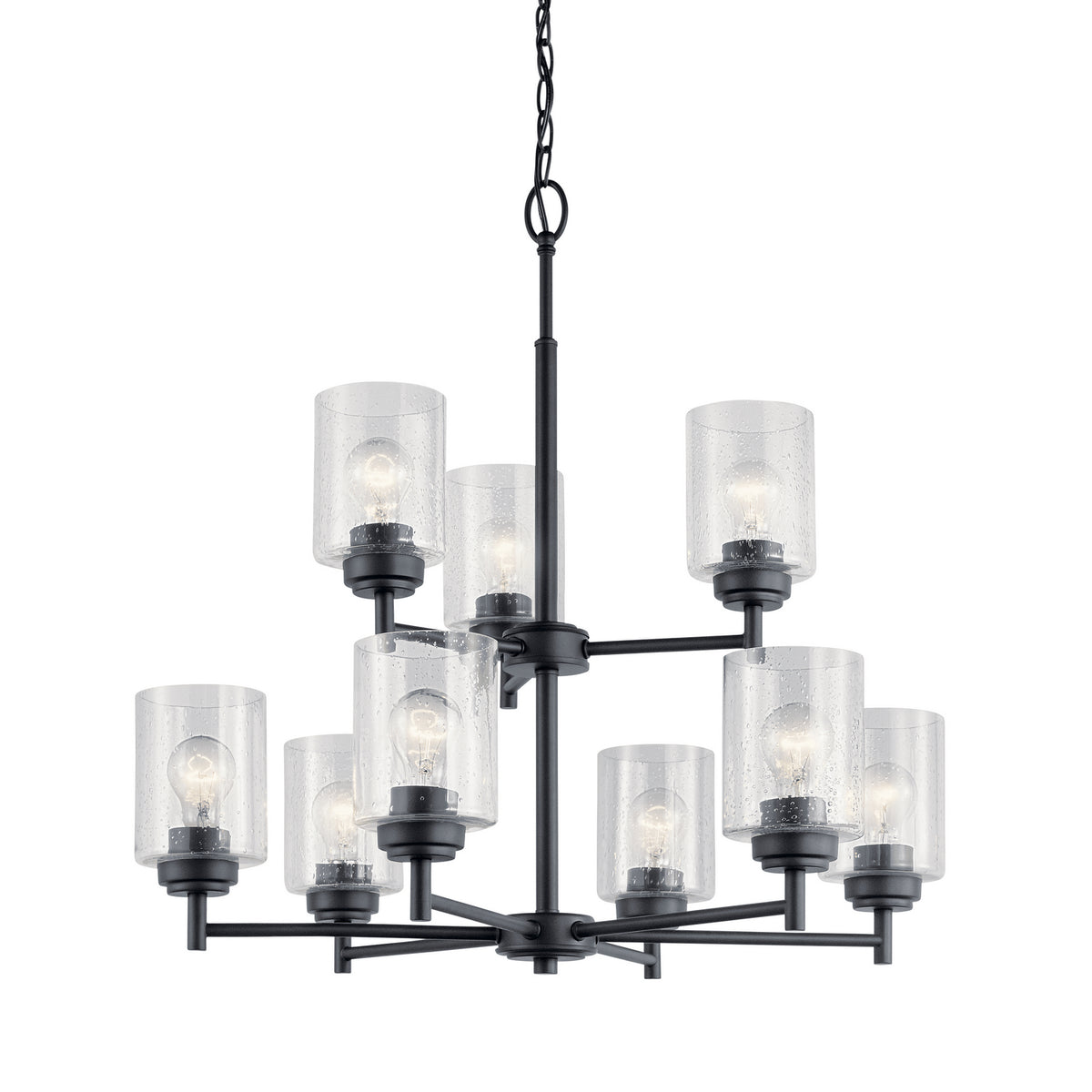 KICHLER 44031BK Winslow 9 Light Chandelier Black