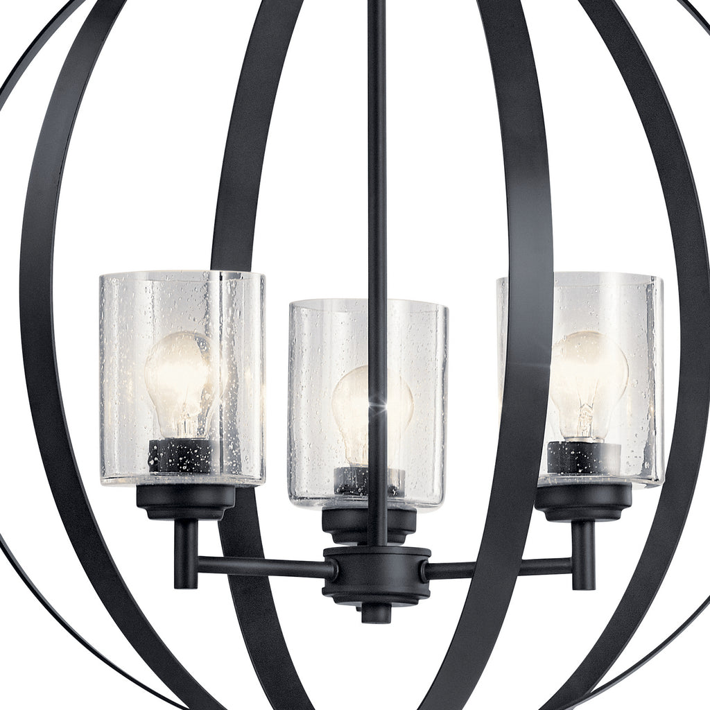 KICHLER 44034BK Winslow 3 Light Chandelier Black