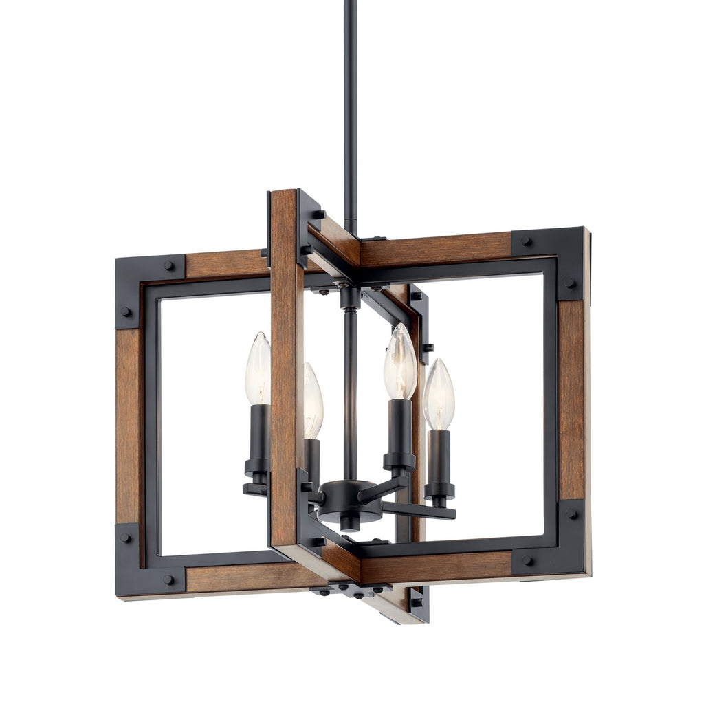KICHLER 44046AUB Marimount 14" 4 Light Convertible Chandelier/Semi Flush With Clear Glass In Auburn Stained