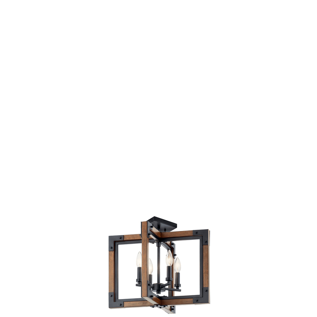 KICHLER 44046AUB Marimount 14" 4 Light Convertible Chandelier/Semi Flush With Clear Glass In Auburn Stained