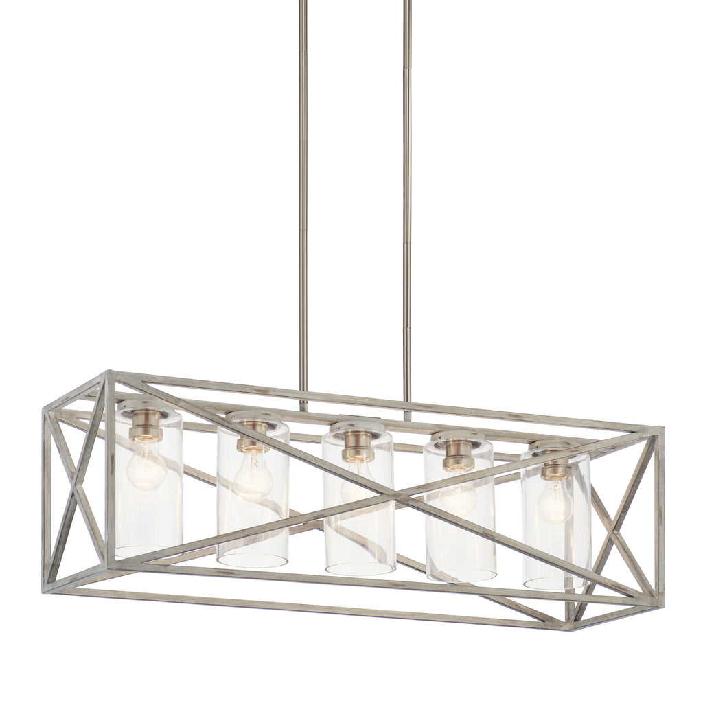 KICHLER 44081DAW Moorgate 5 Light Linear Chandelier Distressed Antique White