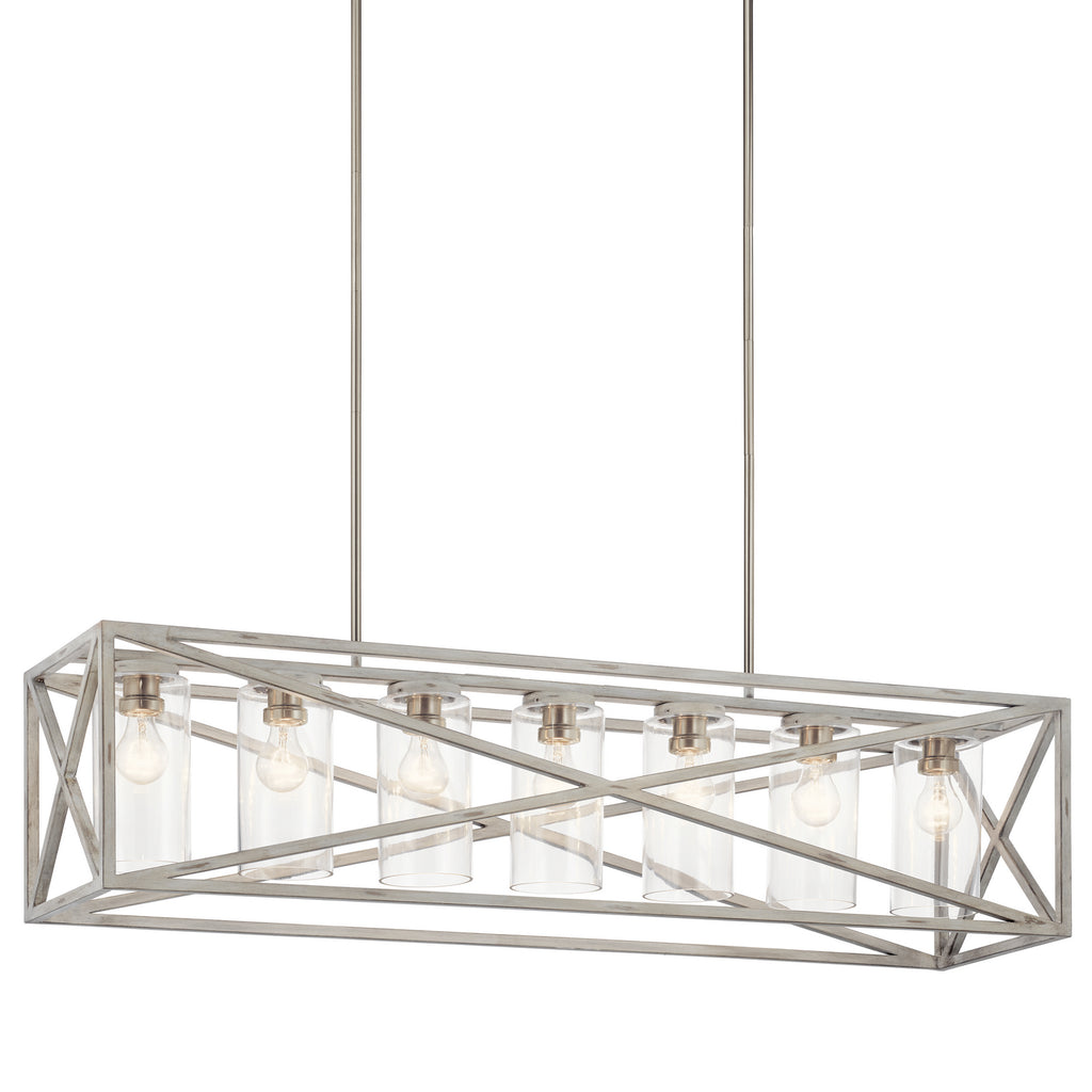 KICHLER 44082DAW Moorgate 7 Light Linear Chandelier Distressed Antique White