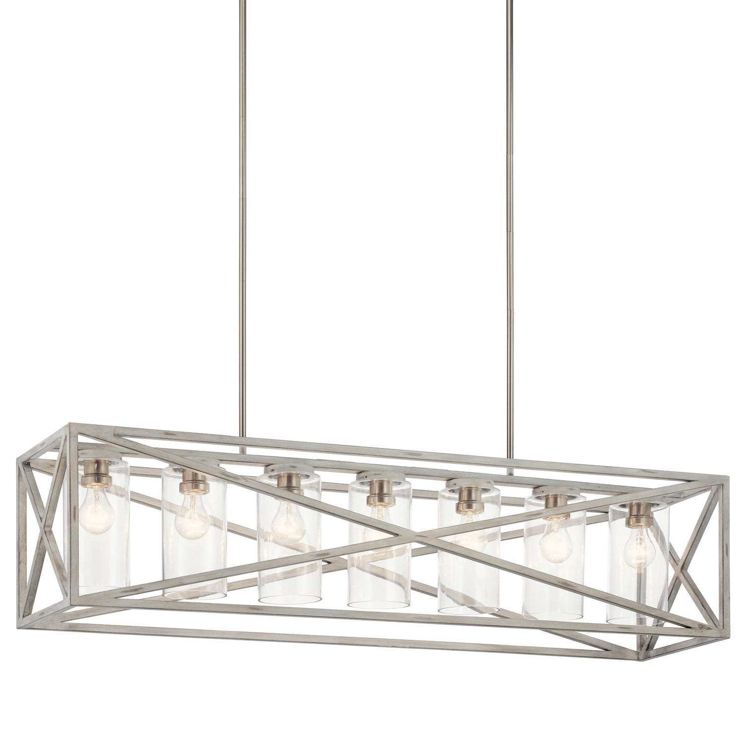 KICHLER 44082DAW Moorgate 7 Light Linear Chandelier Distressed Antique White