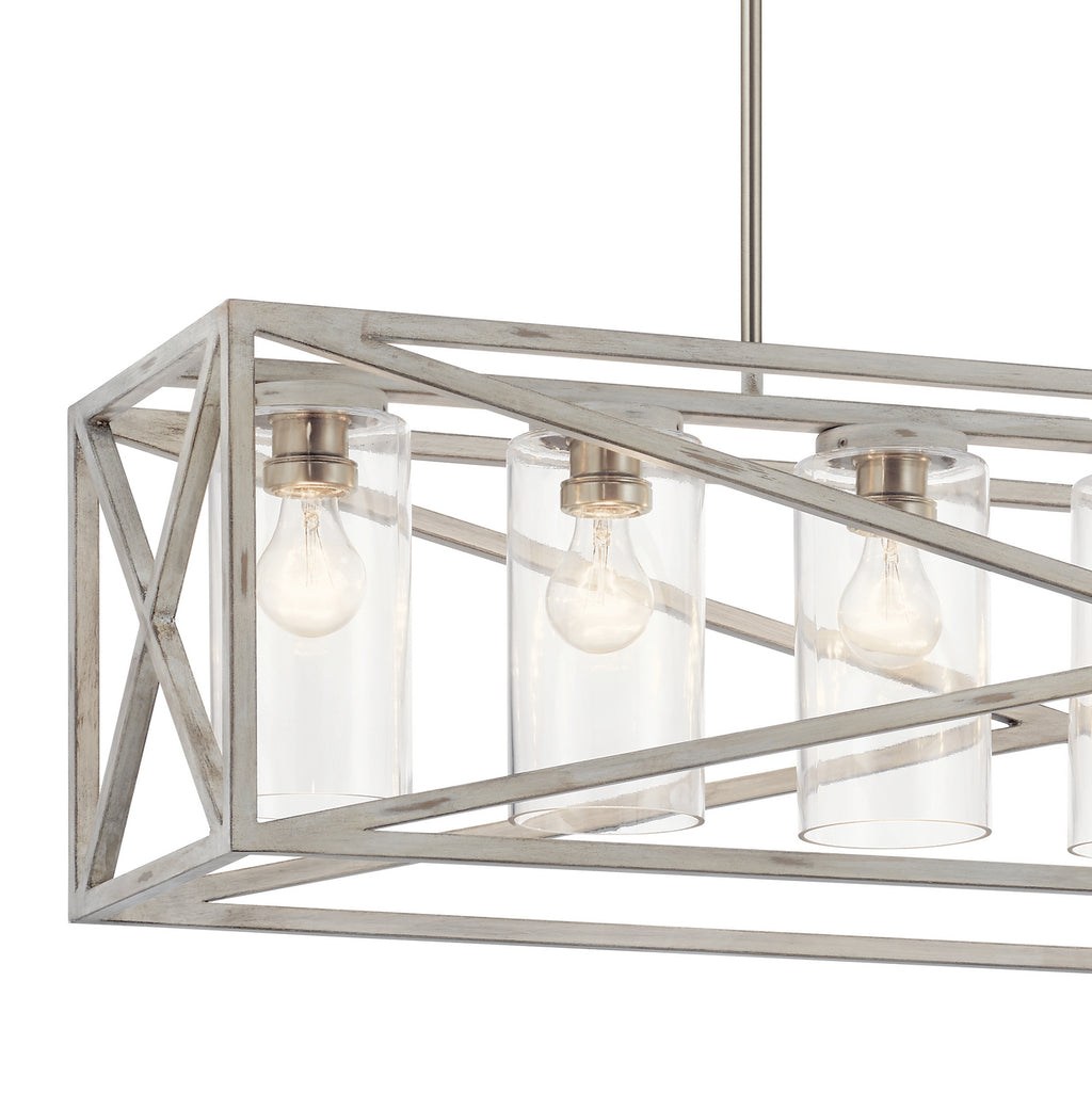 KICHLER 44082DAW Moorgate 7 Light Linear Chandelier Distressed Antique White