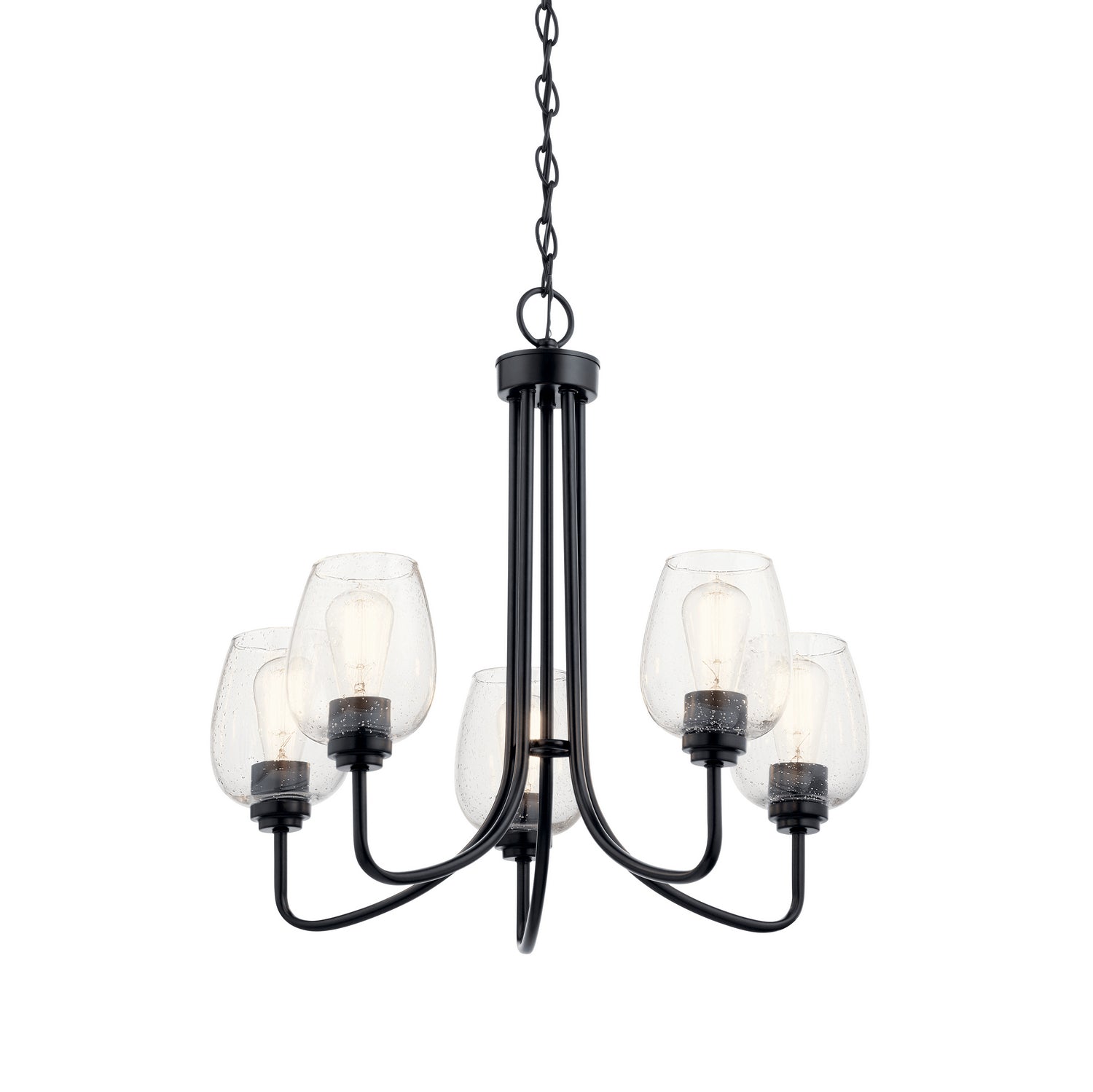 KICHLER 44377BKCS Valserrano 5 Light Chandelier Seeded Glass Black