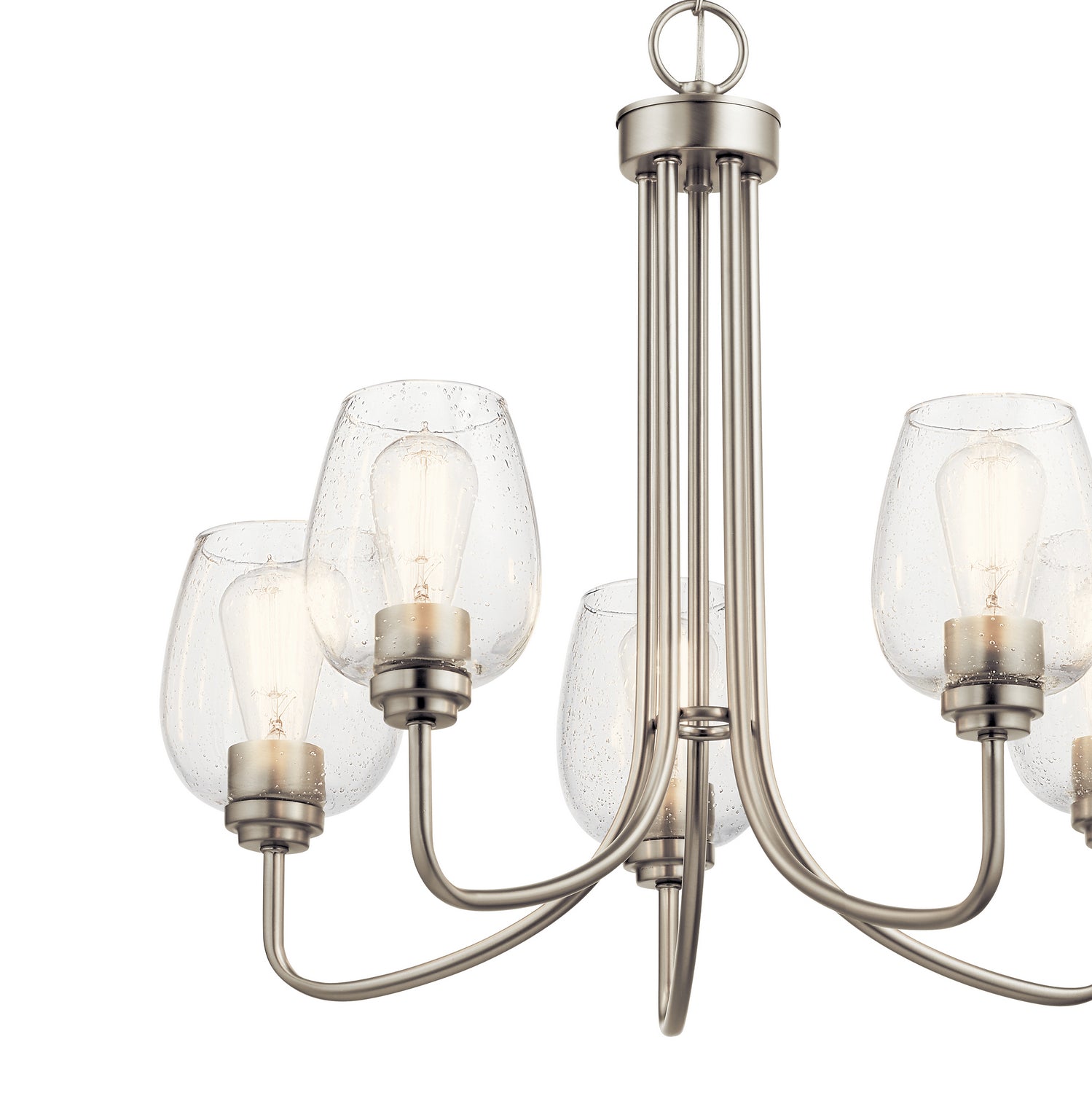 KICHLER 44377NICS Valserrano 5 Light Chandelier Seeded Glass Brushed Nickel