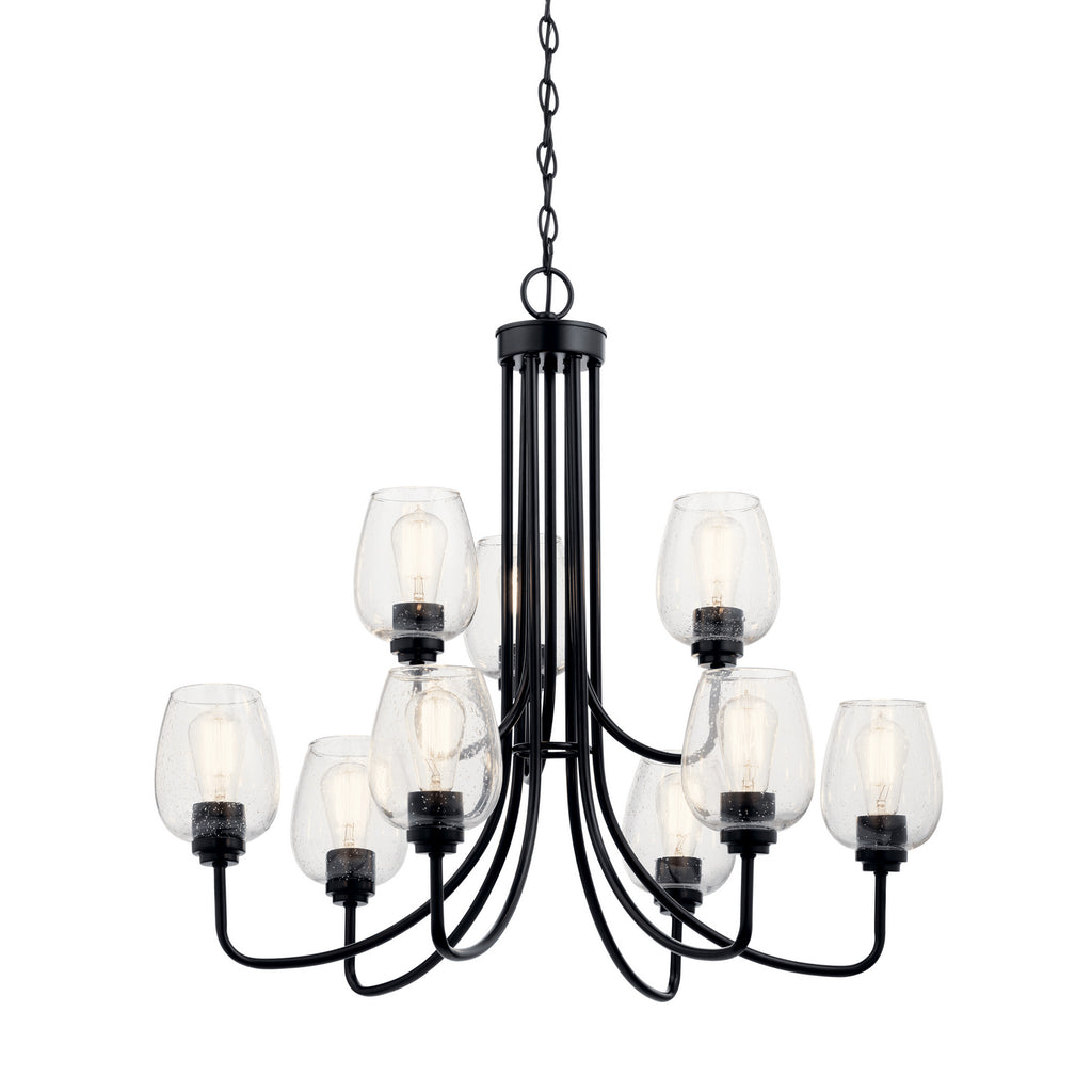 KICHLER 44378BKCS Valserrano 9 Light Chandelier Black