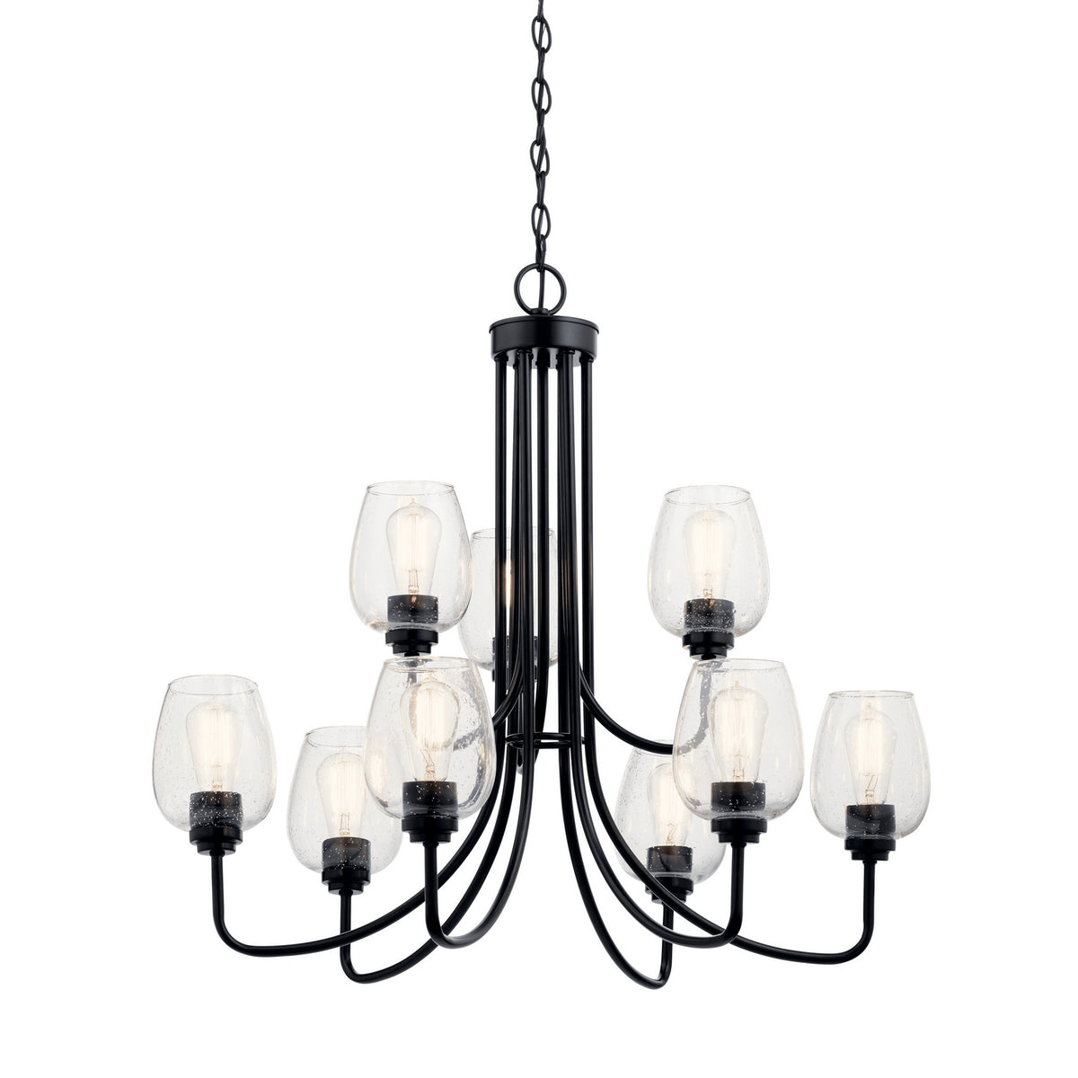 KICHLER 44378BKCS Valserrano 9 Light Chandelier Black