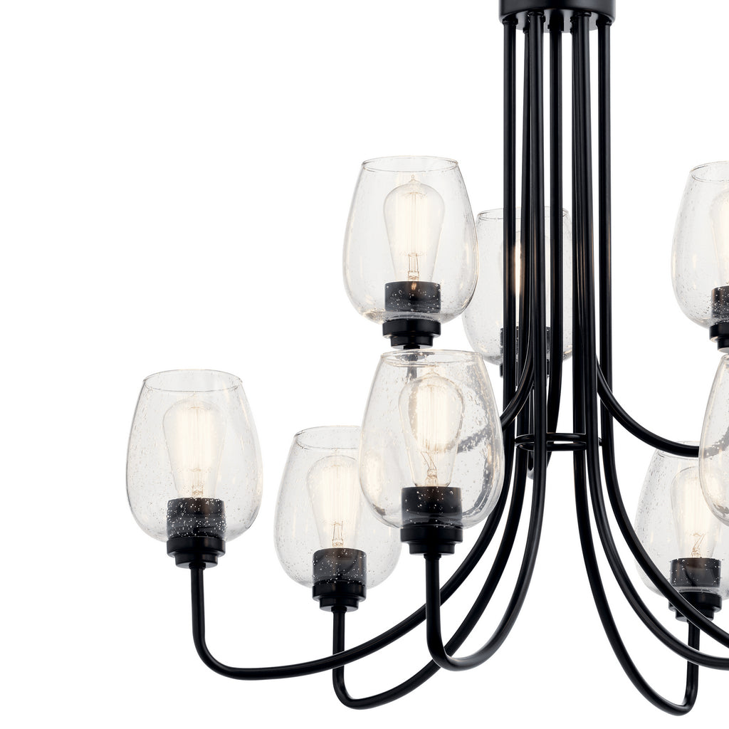 KICHLER 44378BKCS Valserrano 9 Light Chandelier Black