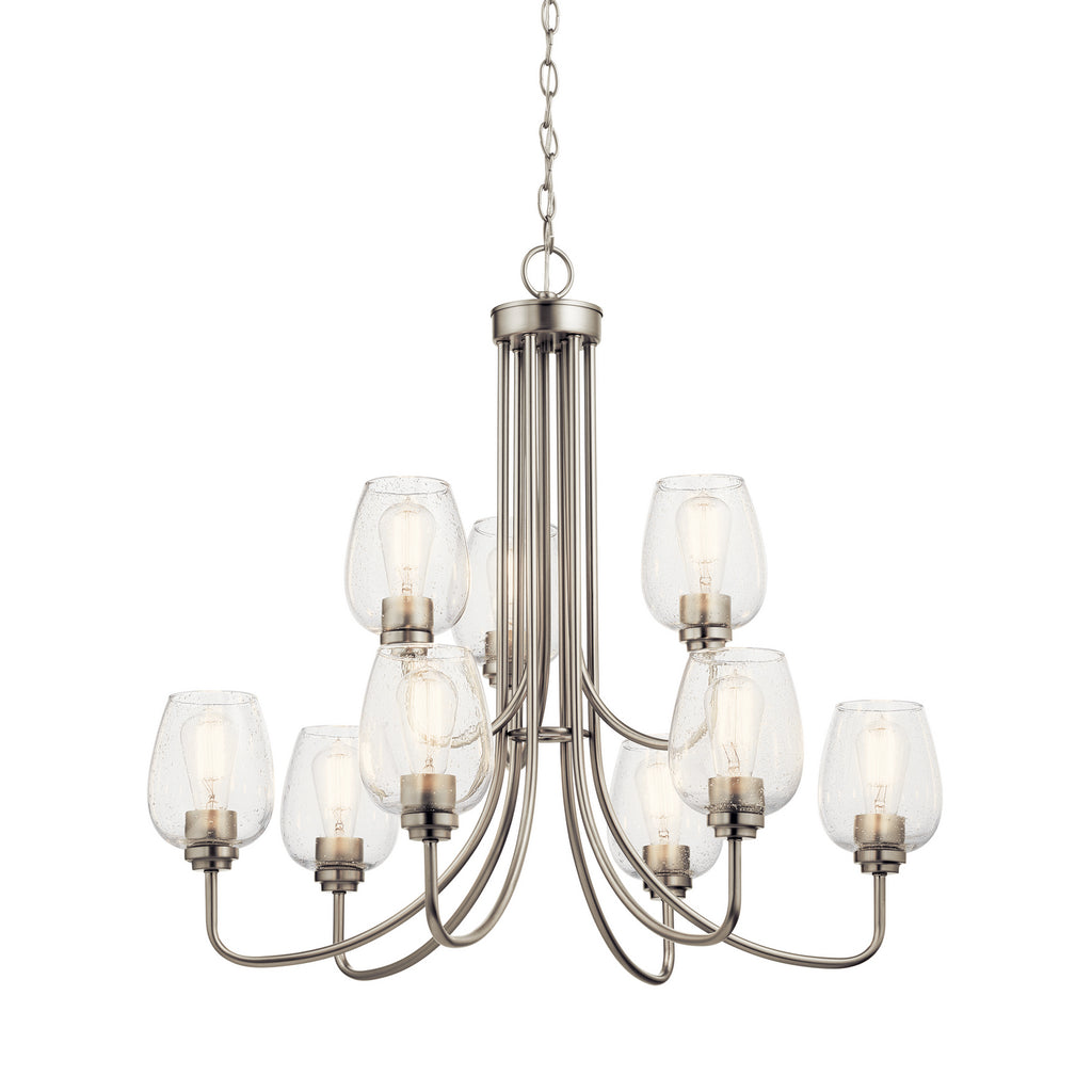 KICHLER 44378NICS Valserrano 9 Light Chandelier Brushed Nickel