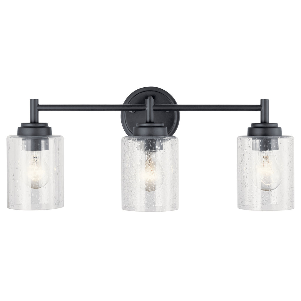 KICHLER 45886BK Winslow 21.5" 3 Light Vanity Light With Clear Seeded Glass In Black