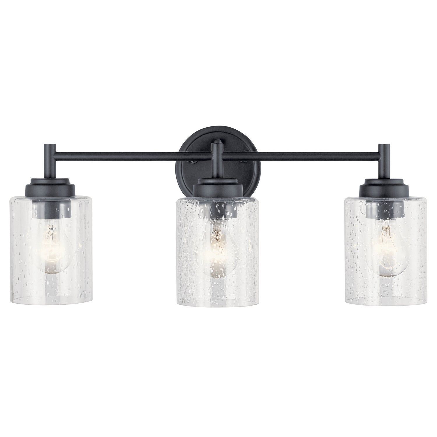 KICHLER 45886BK Winslow 21.5" 3 Light Vanity Light With Clear Seeded Glass In Black