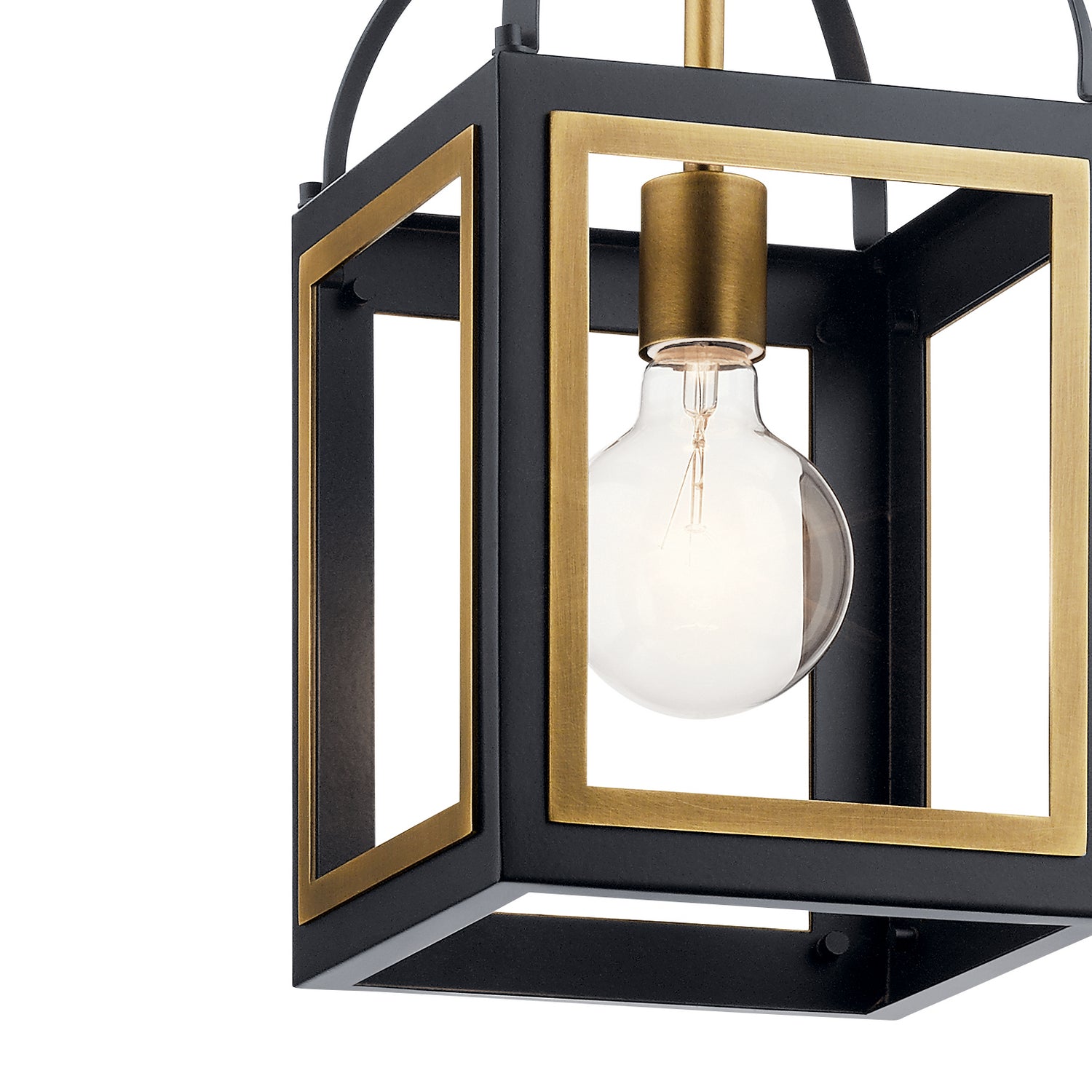 KICHLER 52030BKNBR Vath 8" 1 Light Pendant Black & Natural Brass