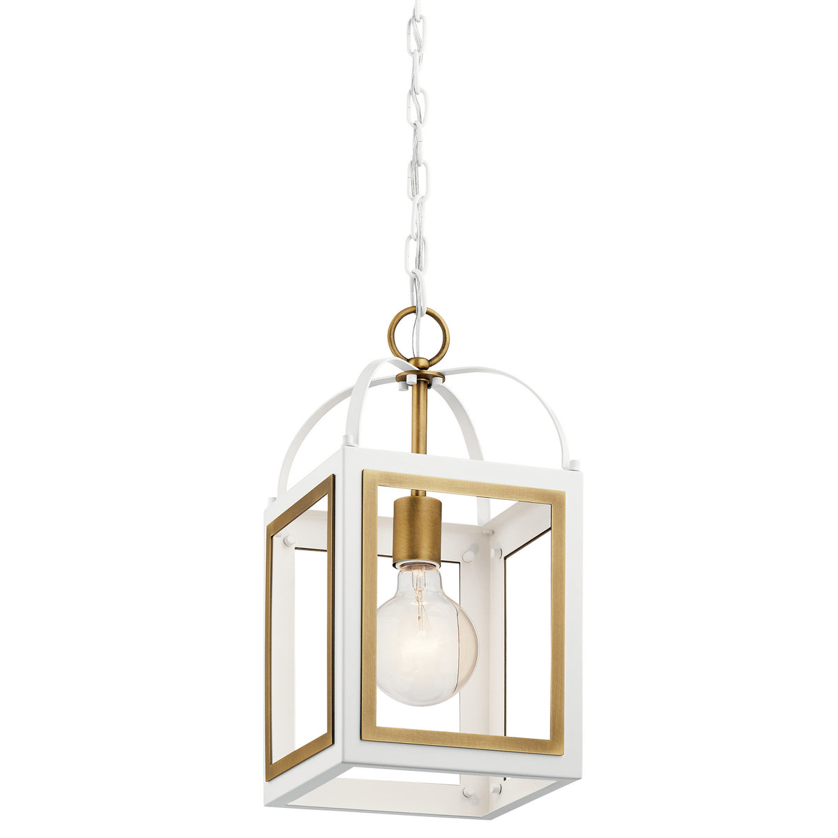 KICHLER 52030WHNBR Vath 8" 1 Light Foyer White & Natural Brass