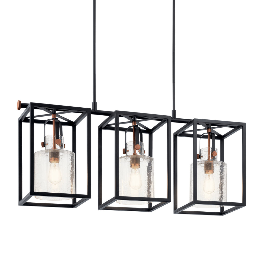 KICHLER 52033BK Kitner 3 Light Linear Chandelier Black