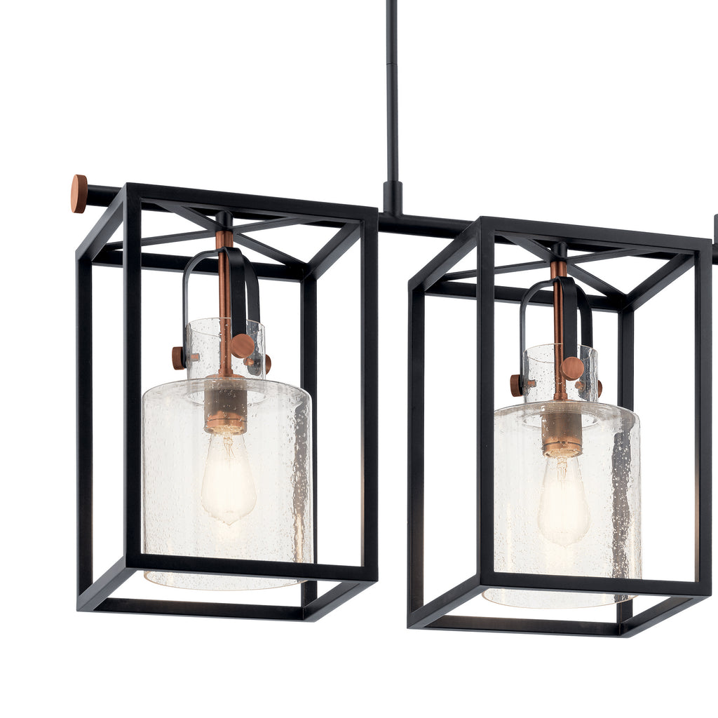 KICHLER 52033BK Kitner 3 Light Linear Chandelier Black