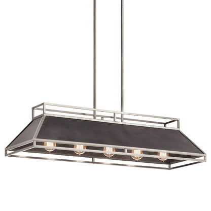 KICHLER 52037CLP Grendel Five Light Linear Chandelier Classic Pewter