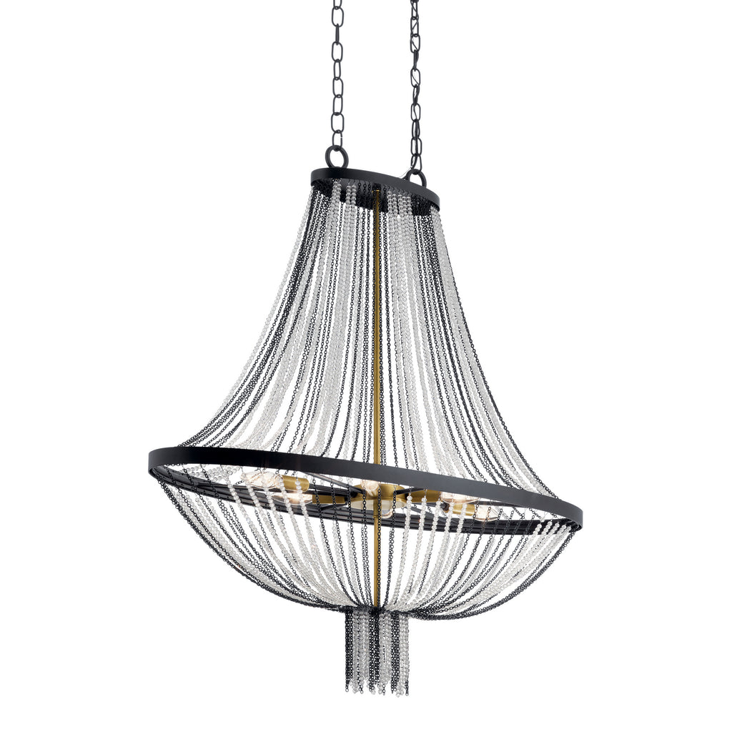 KICHLER 52048BKT Alexia 39.5" 5 Light Foyer Chandelier with Crystal Beads in Textured Black
