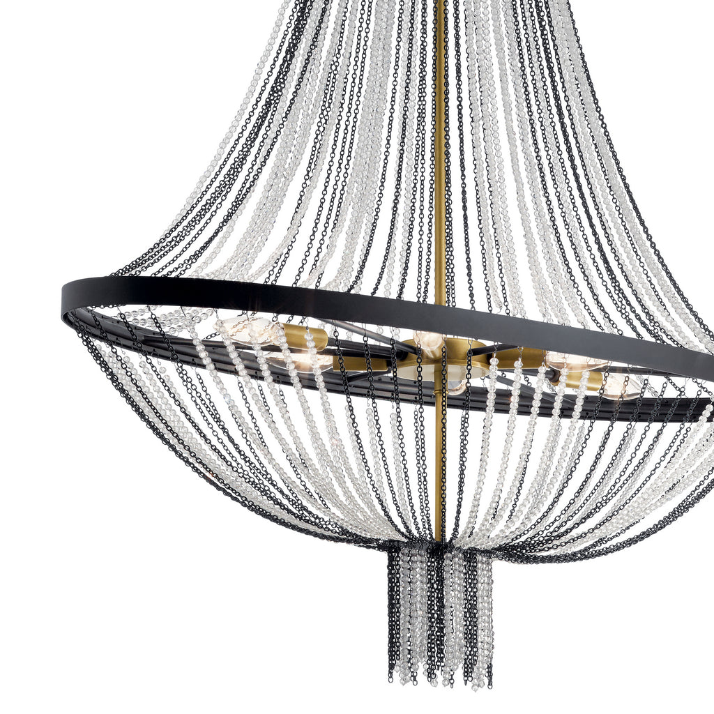 KICHLER 52048BKT Alexia 39.5" 5 Light Foyer Chandelier with Crystal Beads in Textured Black