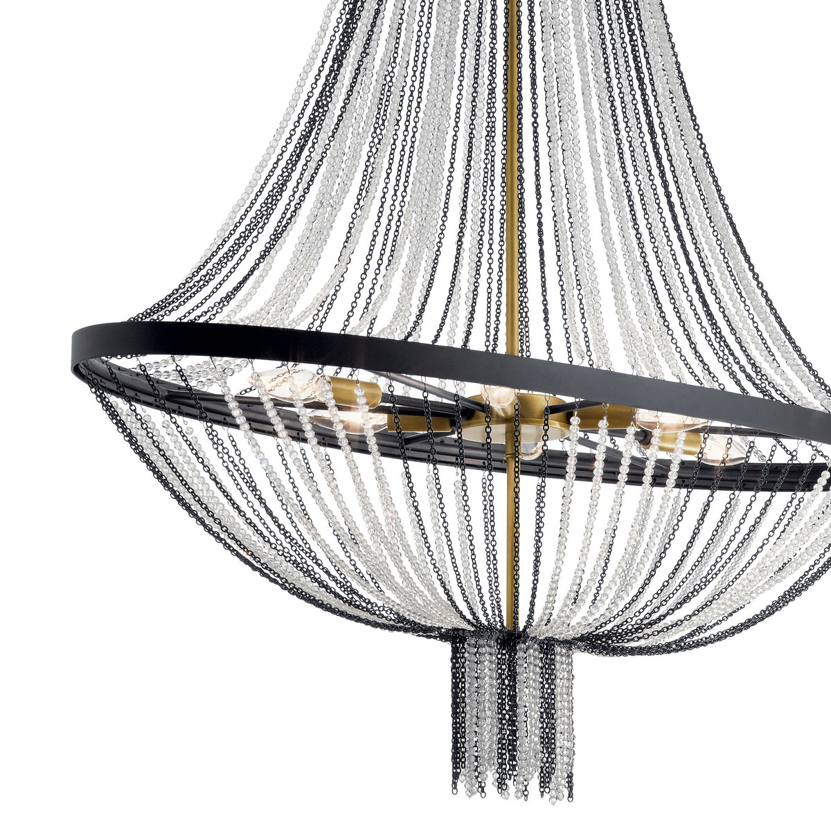 KICHLER 52048BKT Alexia 39.5" 5 Light Foyer Chandelier with Crystal Beads in Textured Black